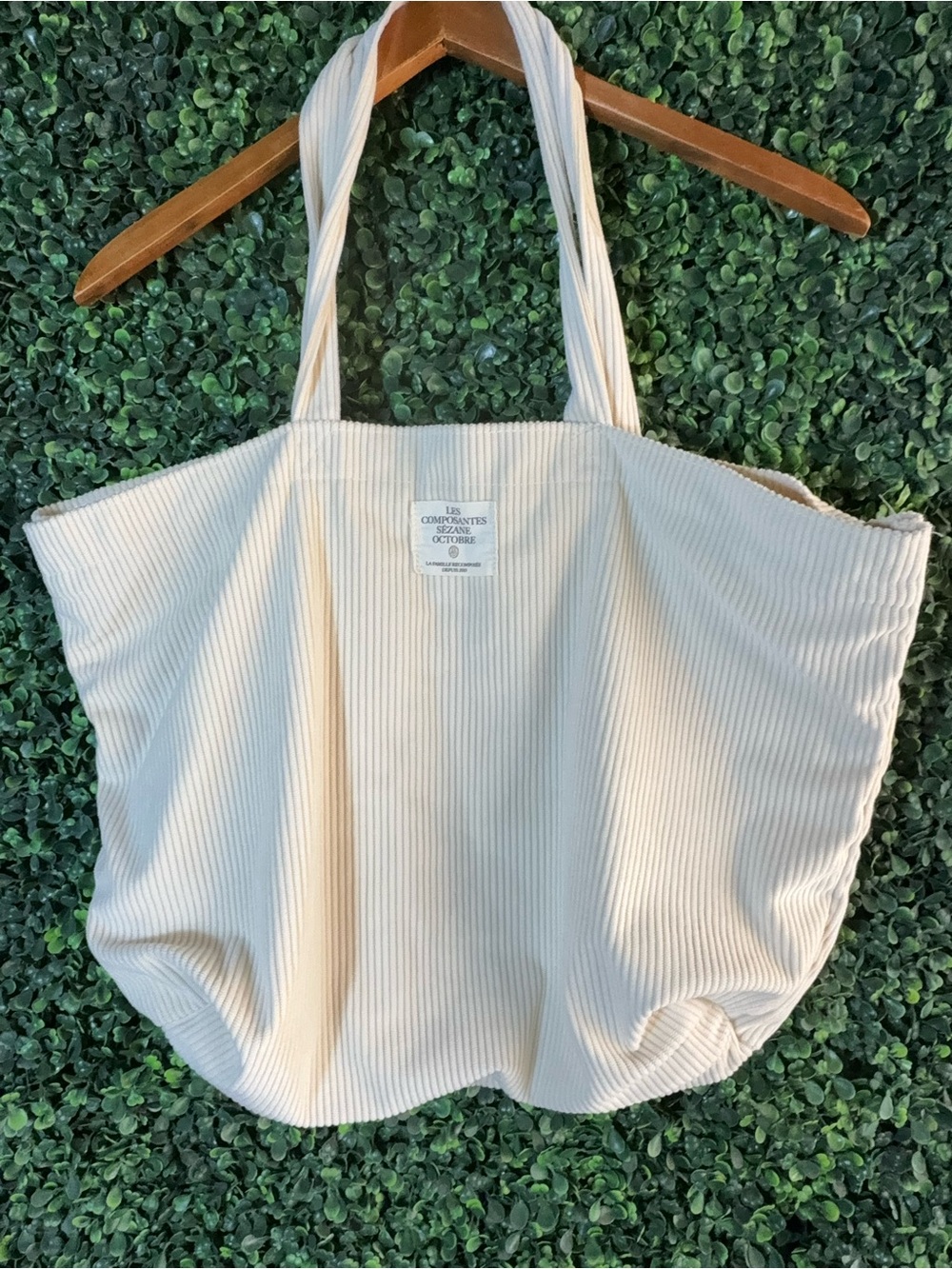 Les Composantes Sezane October Corduroy Tote Bag Ivory Oversized